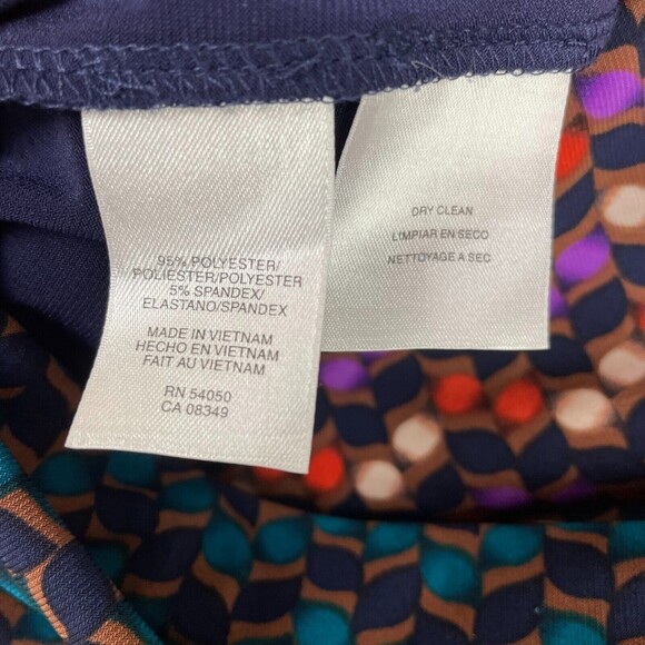 Jones New York Fit & Flare Quarter Sleeve Faux Wrap Patterned Dress Purple Sz 16 - Picture 9 of 10